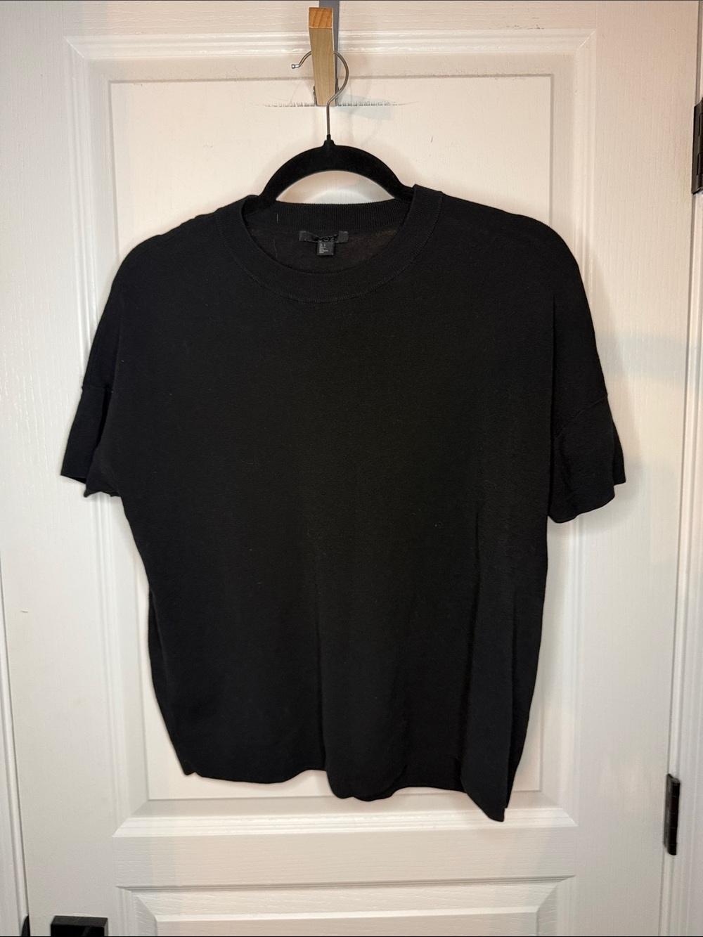 COS Black Short-Sleeve Crewneck Knit Top